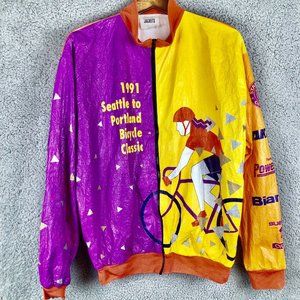 Vintage 90s Seattle bicycle zip up TYyvek Jacket Size Large Starbucks Subaru